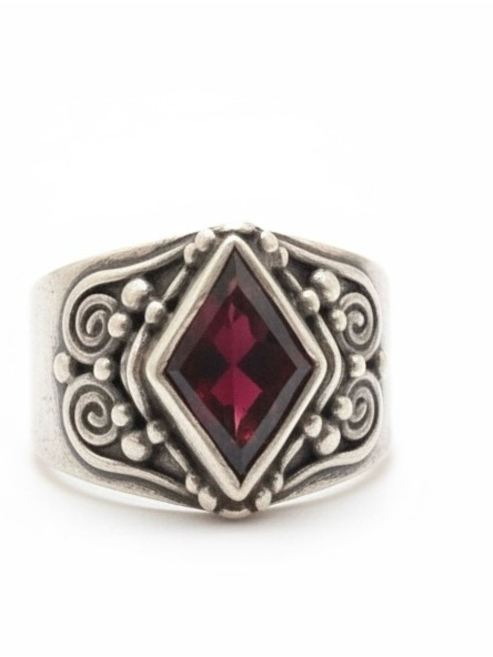 Sajen Sterling- Vintage Garnet Marquis Statement Ring Size 6
